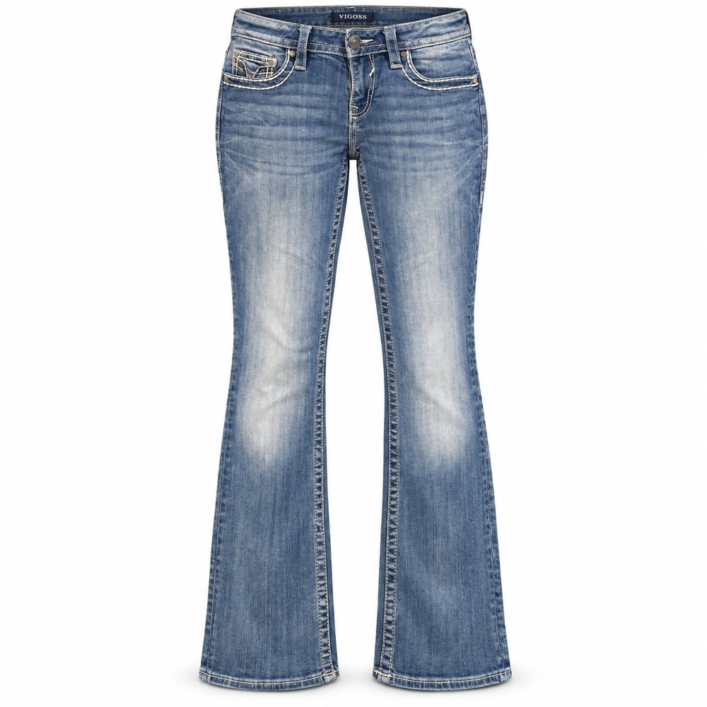 Vigoss Slim Boot Jeans 6 Blue Heritage Fit Embroidered Western Boho Denimhead